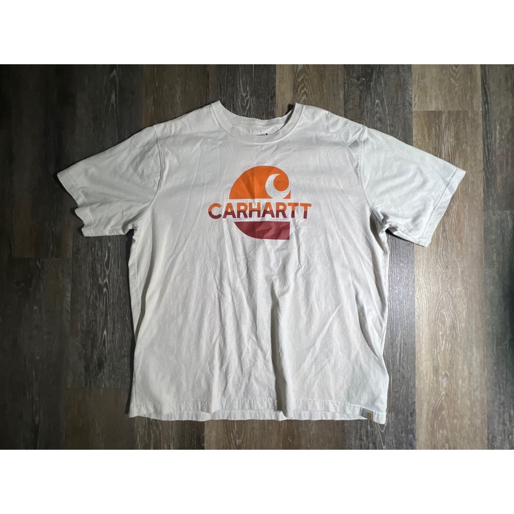 Carhartt Graphic T-Shirt Mens 2XL White‎ Excellent Relaxed Fit Short Sleeve Tee